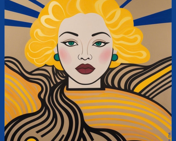 Artistic portrayal of a confident woman with blue eyes