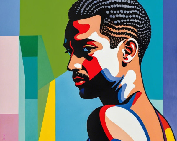 Bold Portrait with Textured Hair and Vivid Colors