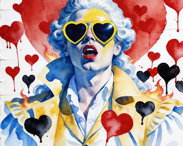 Close-up Watercolor of Stylish Male Figure in Neoclassical Fashion