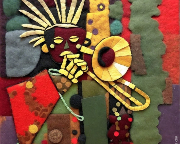 Vibrant Abstract Artwork of a Musician with Trumpet