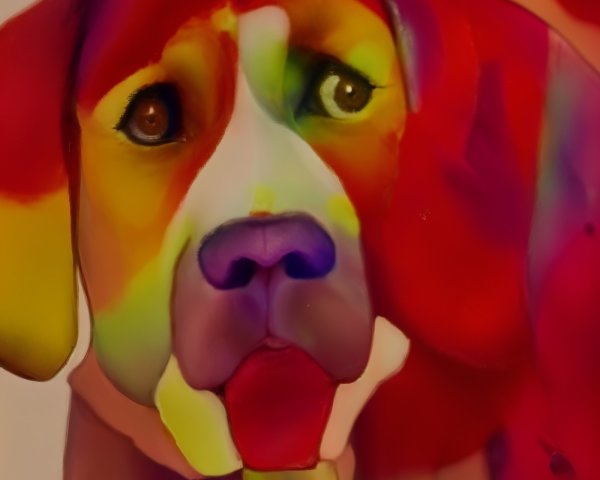 Abstract Colorful Dog Face Artwork Description