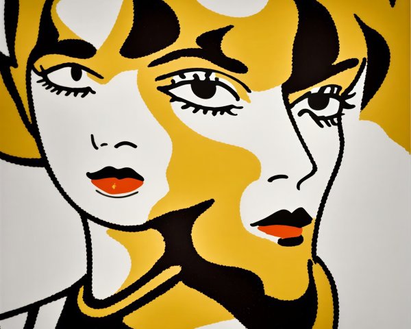 Stylized Half-Face Artwork in Bold Colors and Shapes