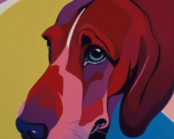 Vibrant Stylized Dog Head in Bold Colors and Shapes