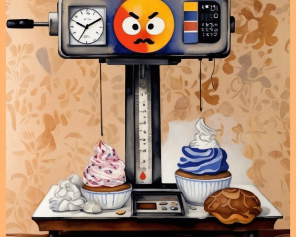 Vintage Scale Character with Ice Cream Sundaes