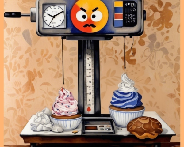 Vintage Scale Character with Ice Cream Sundaes