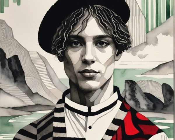 Stylized Portrait of a Young Man with Abstract Background