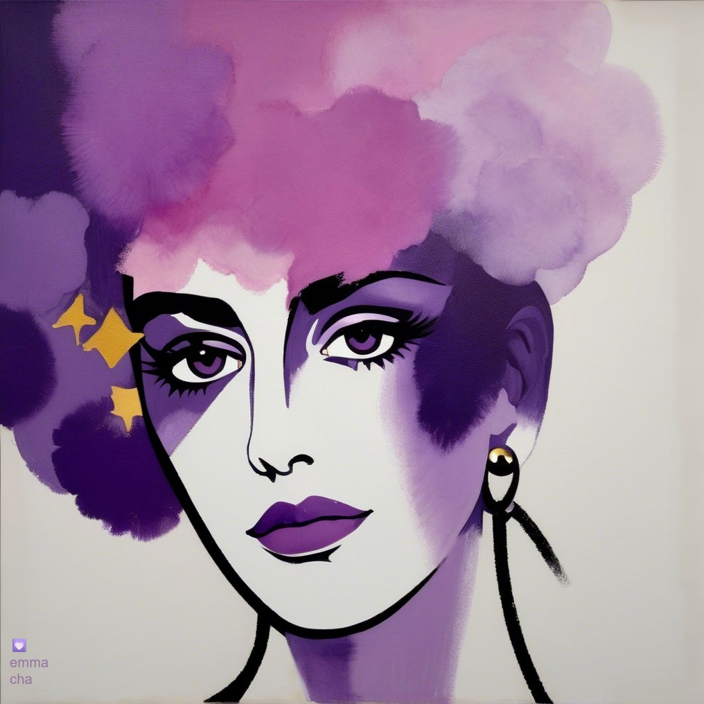 Bold Makeup and Dramatic Hairstyle in Artwork