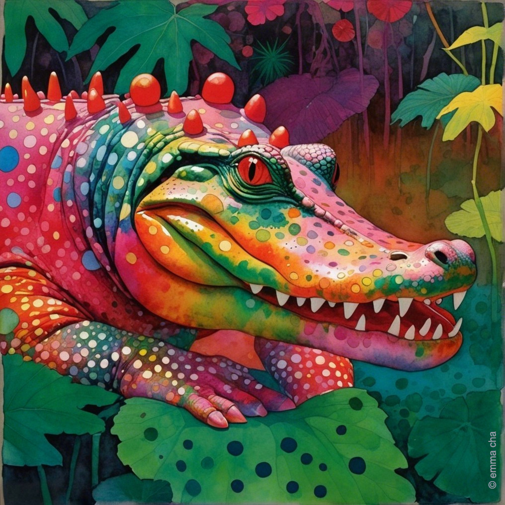 Vibrant Abstract Crocodile with Colorful Patterns