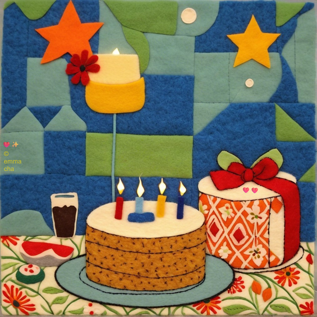 Colorful Celebration Scene with Cake and Gifts