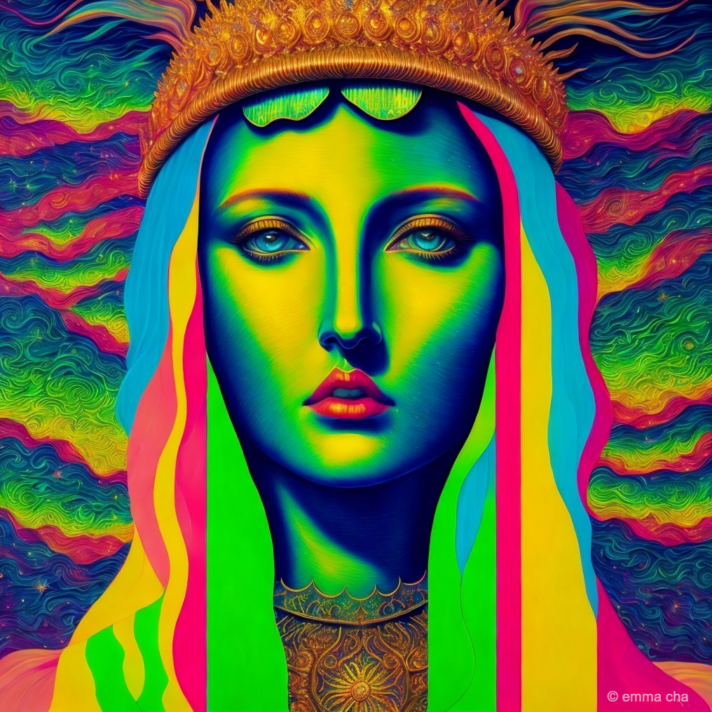 Surreal Portrait of a Woman with Green Skin