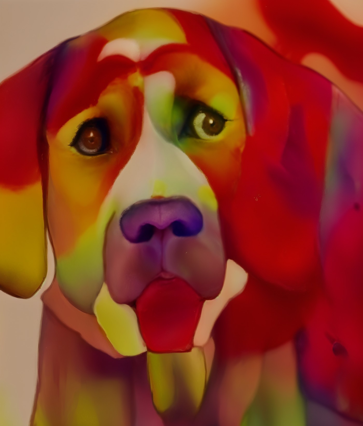 Abstract Colorful Dog Face Artwork Description