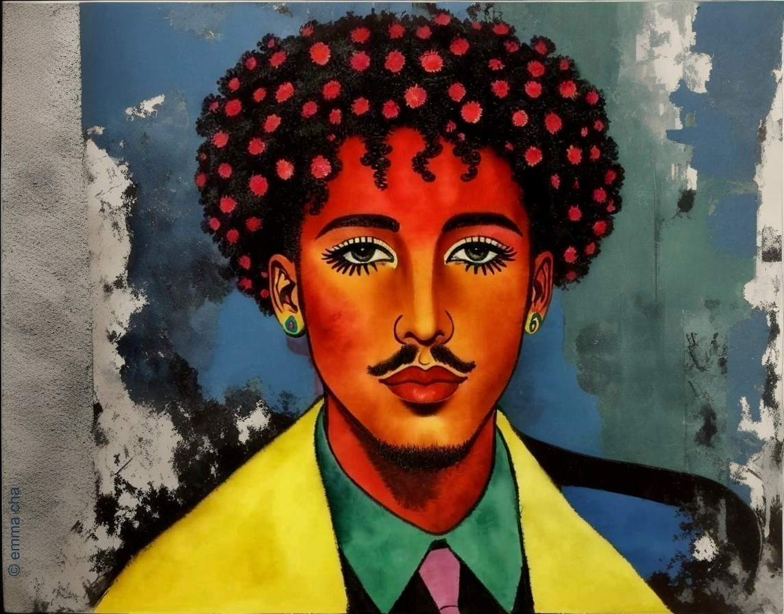 Vibrant Portrait of a Young Man with Colorful Aesthetic
