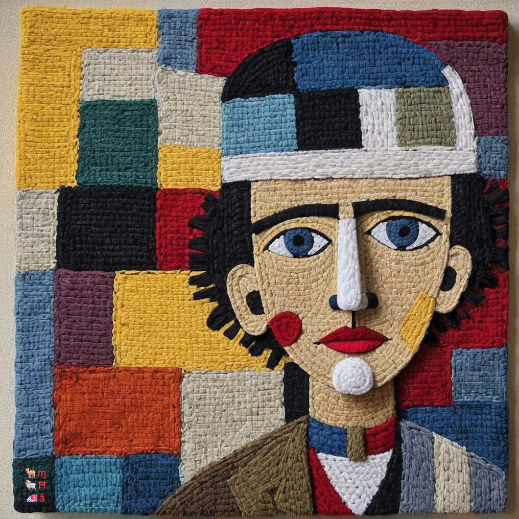 Vibrant Textile Artwork with Bold Colors and Patterns