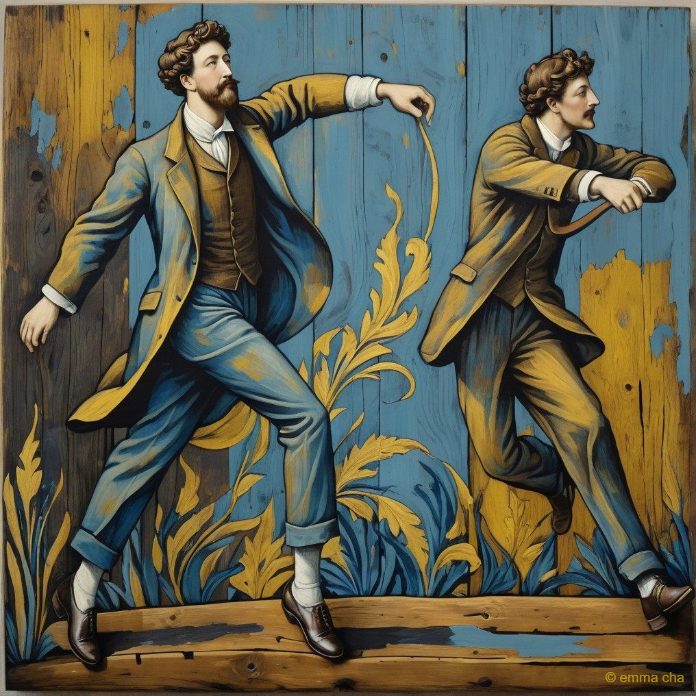 Elegant Men in Vintage Suits with Floral Background