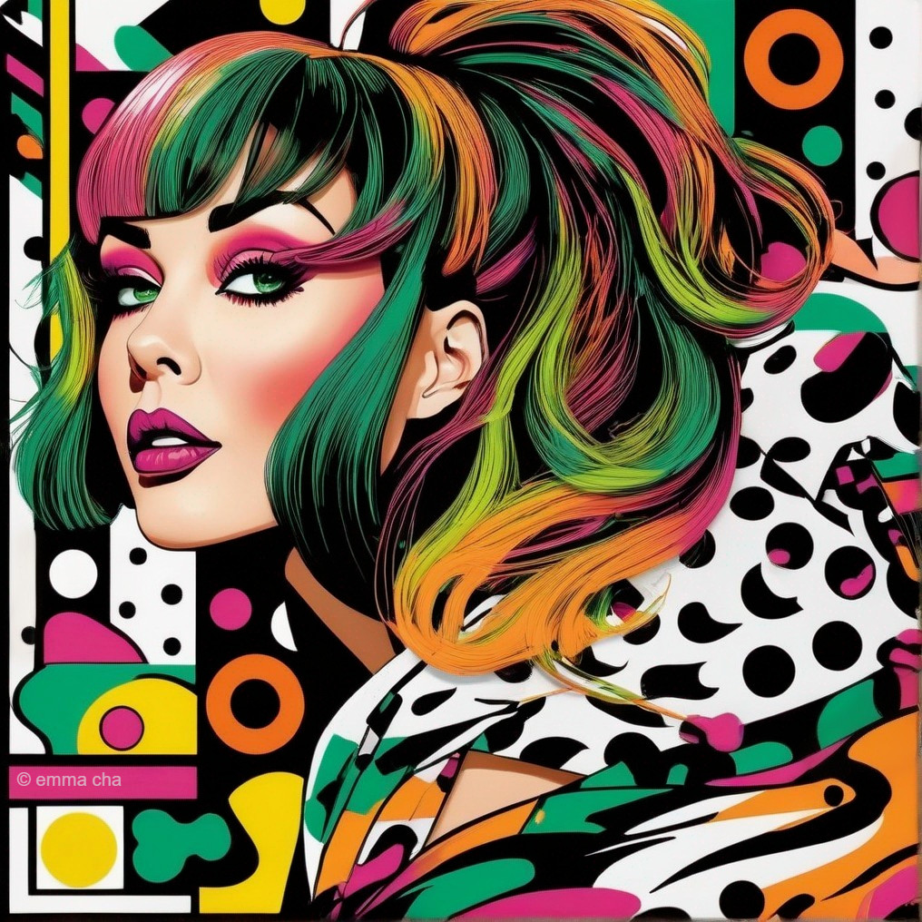 Vibrant Portrait of a Woman with Bold Colors and Patterns