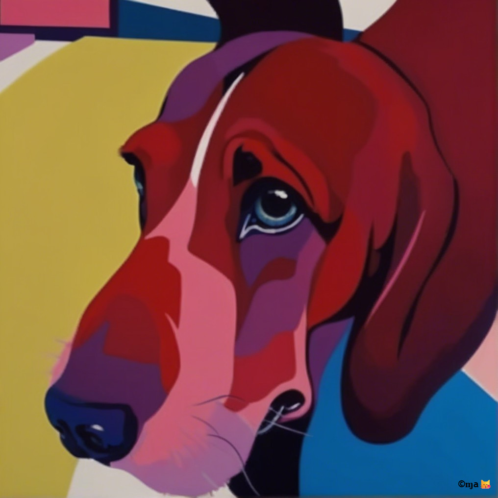 Vibrant Stylized Dog Head in Bold Colors and Shapes