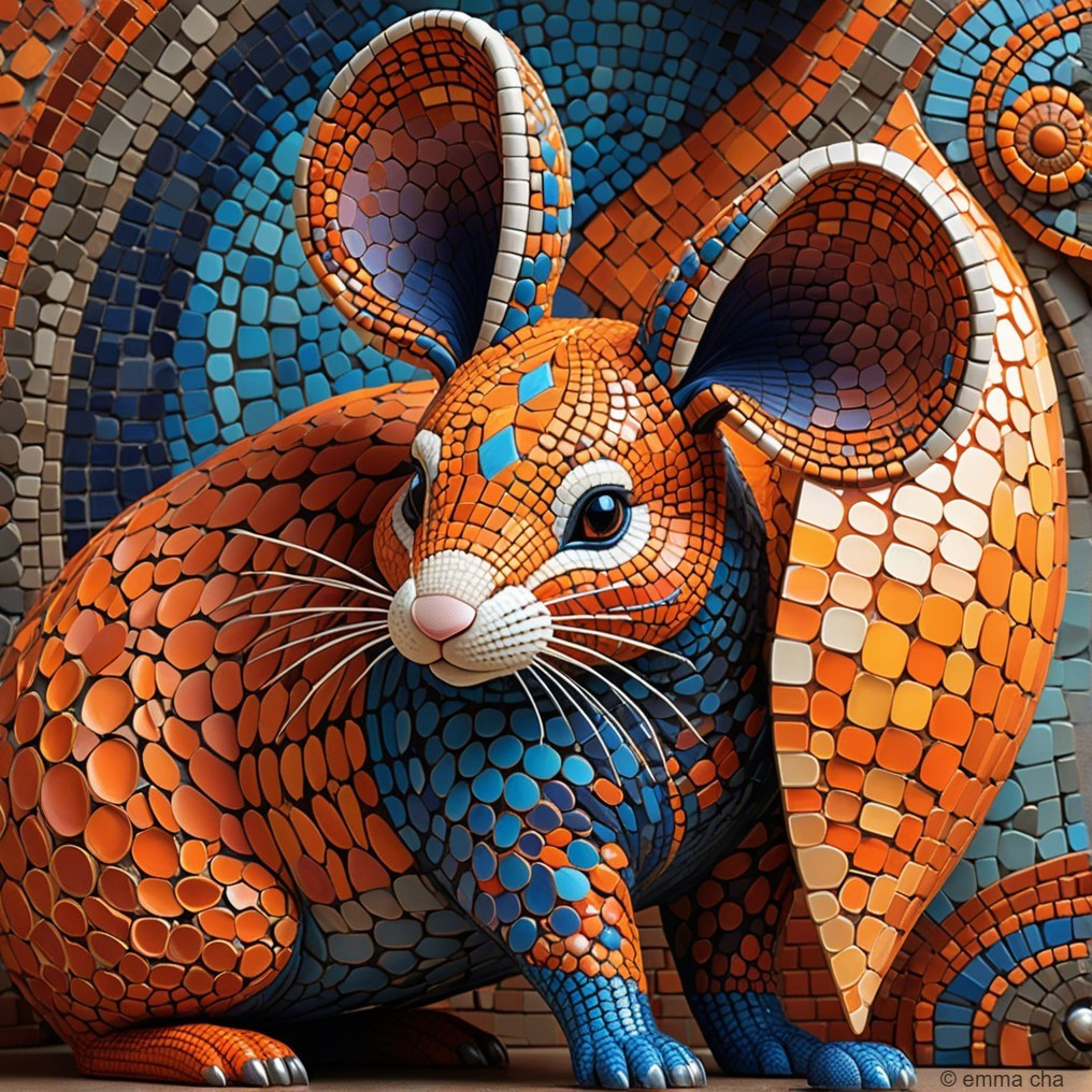 Vibrant Mosaic Animal with Colorful Abstract Background