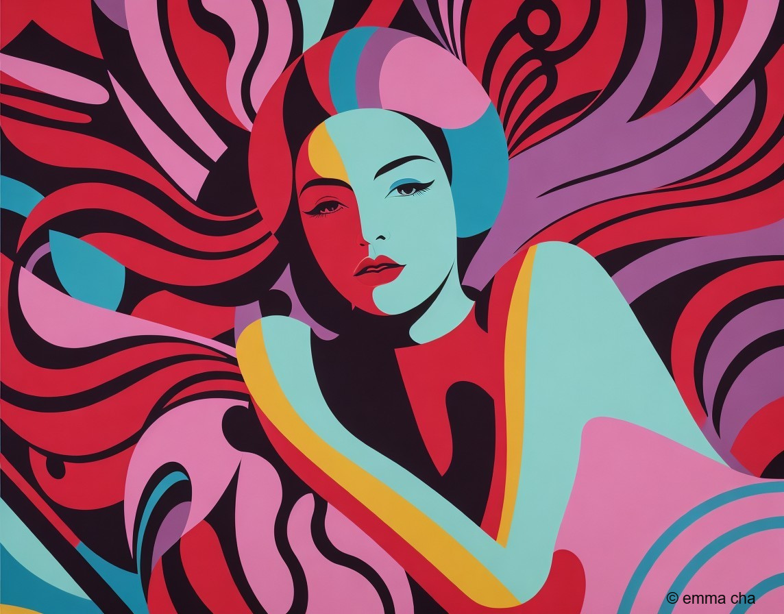 Vibrant Abstract Portrait of a Woman in Bold Colors