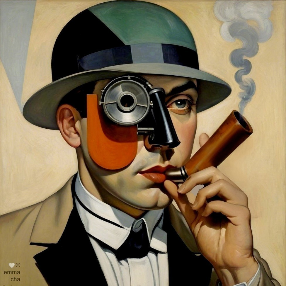 Stylized Dapper Man with Bowler Hat and Monocle