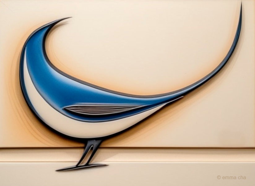 Abstract Blue Bird Design with Minimalist Aesthetic