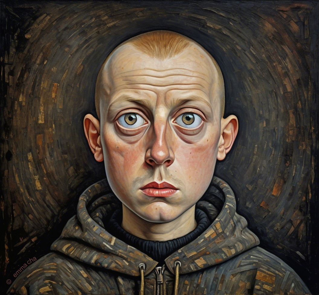 Close-up Portrait of a Young Person with Hoodie