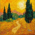 Vibrant Autumn Landscape with Winding Pathway and Trees