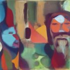 Stylized Female Faces in Vibrant Colors and Shapes