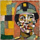 Vibrant Textile Artwork with Bold Colors and Patterns