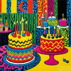 Vibrant Birthday Party Scene with Colorful Decorations
