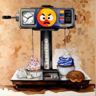 Vintage Scale Character with Ice Cream Sundaes