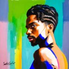 Bold Portrait with Textured Hair and Vivid Colors