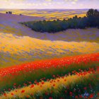 Vibrant Landscape with Rolling Hills and Stream