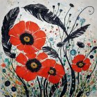 Vibrant Illustration of Bold Poppies and Whimsical Design