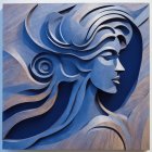 Artistic Relief Sculpture of a Female Figure in Blue