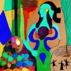 Vibrant Abstract Still Life with Cake and Cocktails