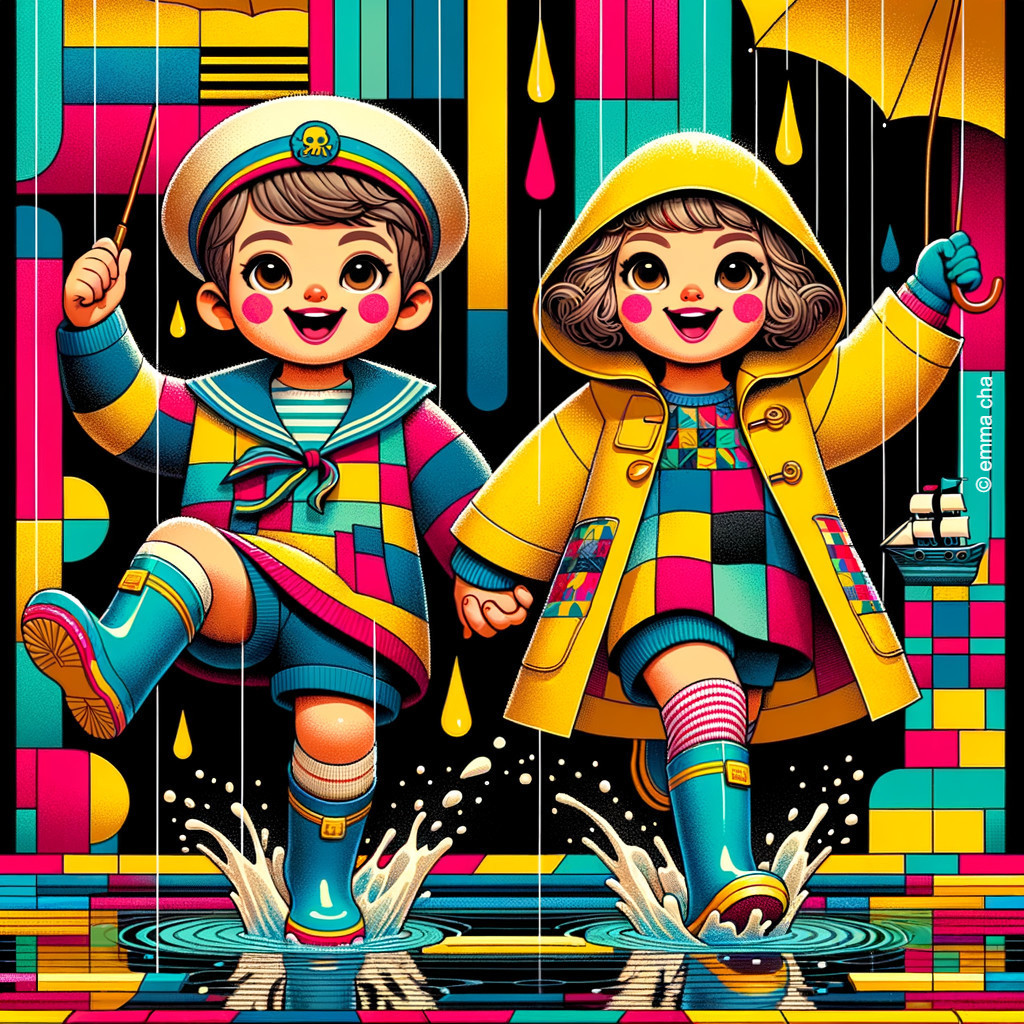 "We swear that Mom lets us jumping in puddles" Gene Kelly Jr. and Debbie Reynolds Jr.