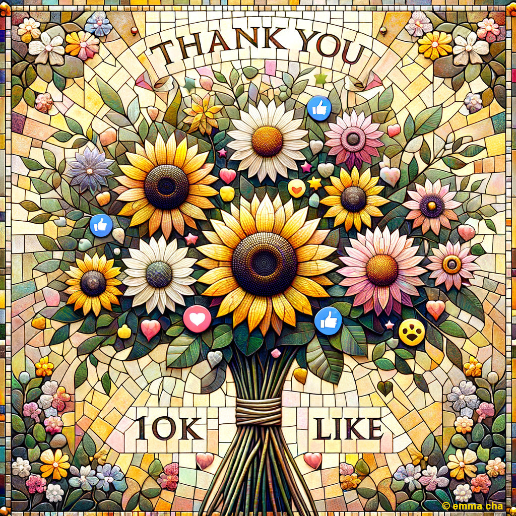Mosaic Artwork of Sunflowers with Social Media Icons
