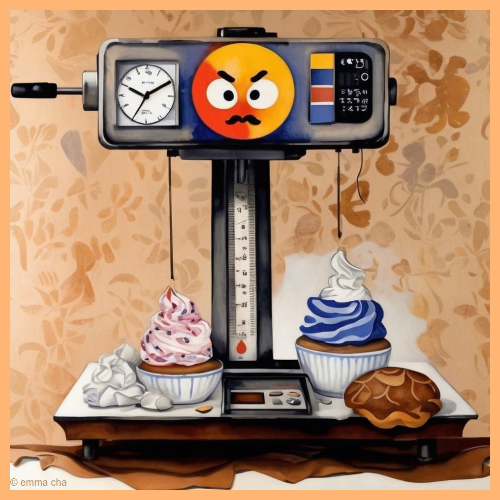 Vintage Scale Character with Ice Cream Sundaes