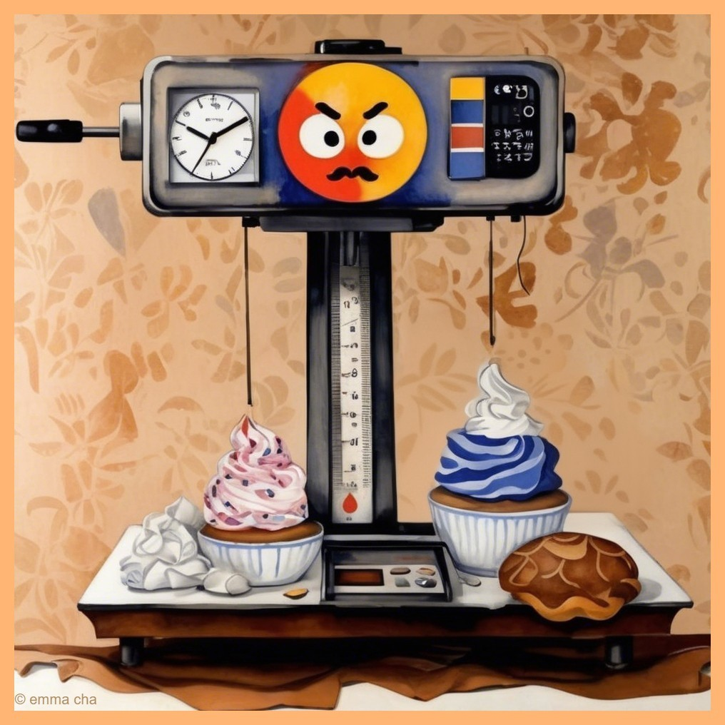 Vintage Scale Character with Ice Cream Sundaes