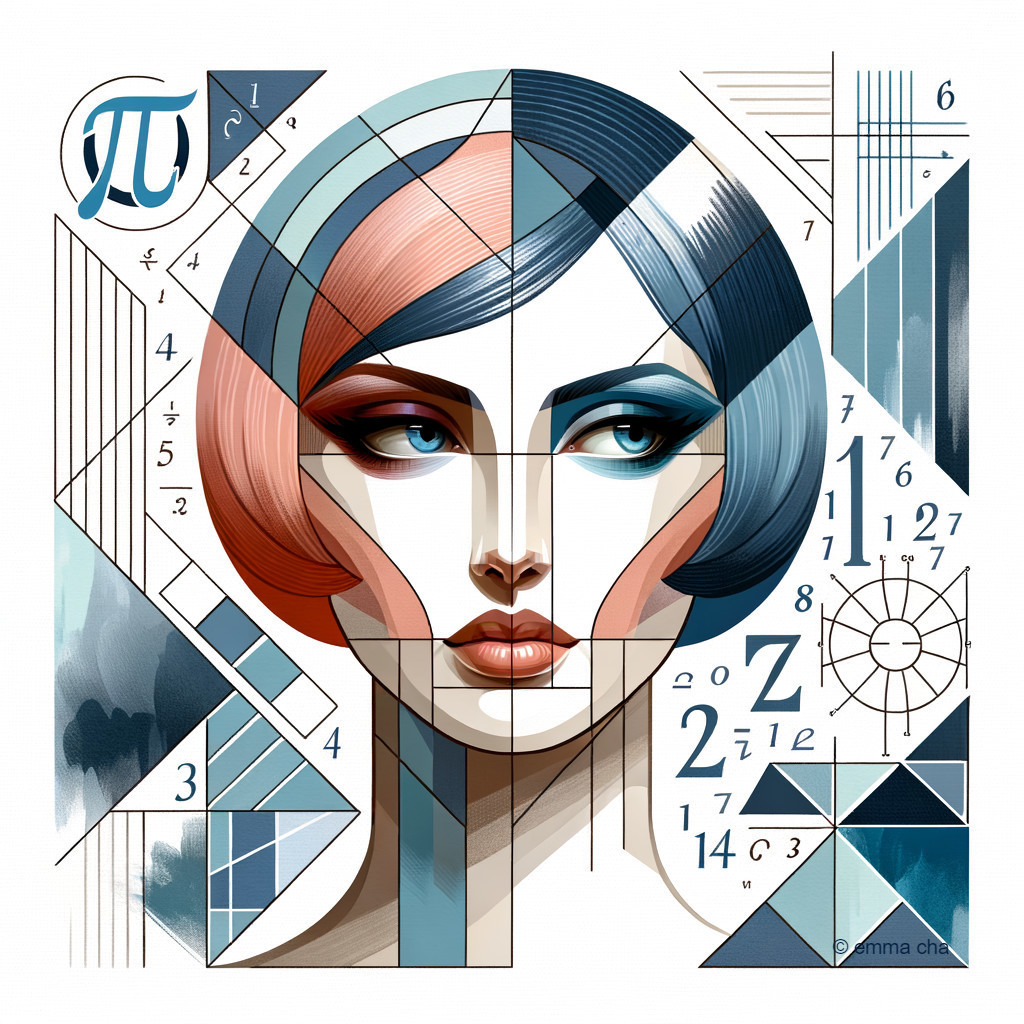 Stylized Female Face in Geometric Patterns and Colors