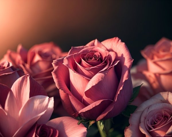 Close-Up of Blooming Pink and Lavender Roses