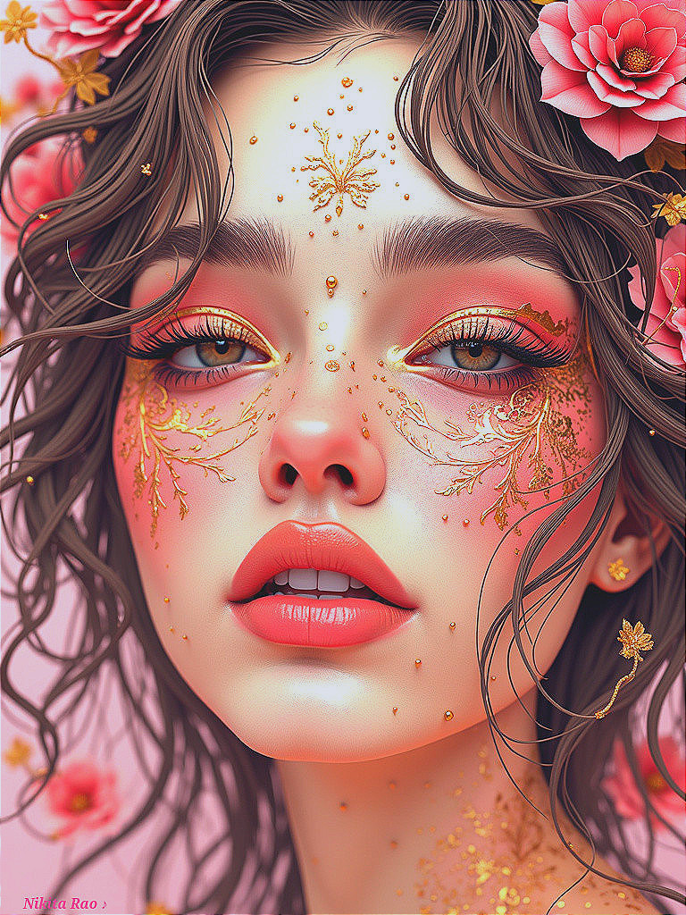 Floral Goddess: Vibrant Digital Art