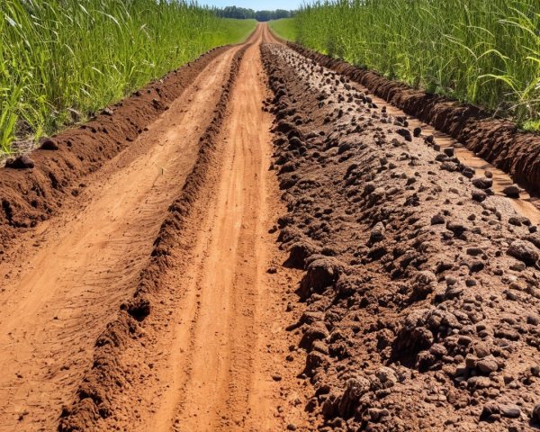 Narrow Dirt Road Through Lush Green Landscape