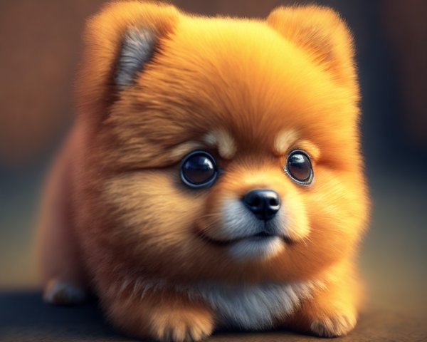 Fluffy Orange Pomeranian Puppy with Expressive Eyes
