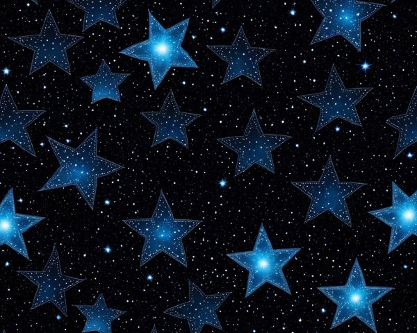 Cosmic Scene of Blue Stars in a Black Background