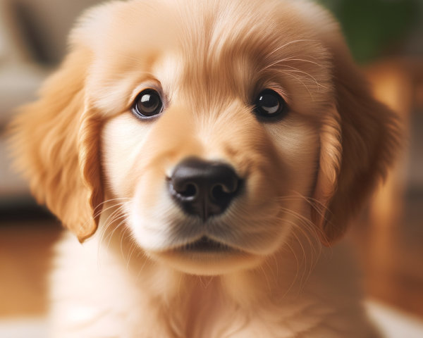 Fluffy Golden Retriever Puppy in Cozy Home Setting