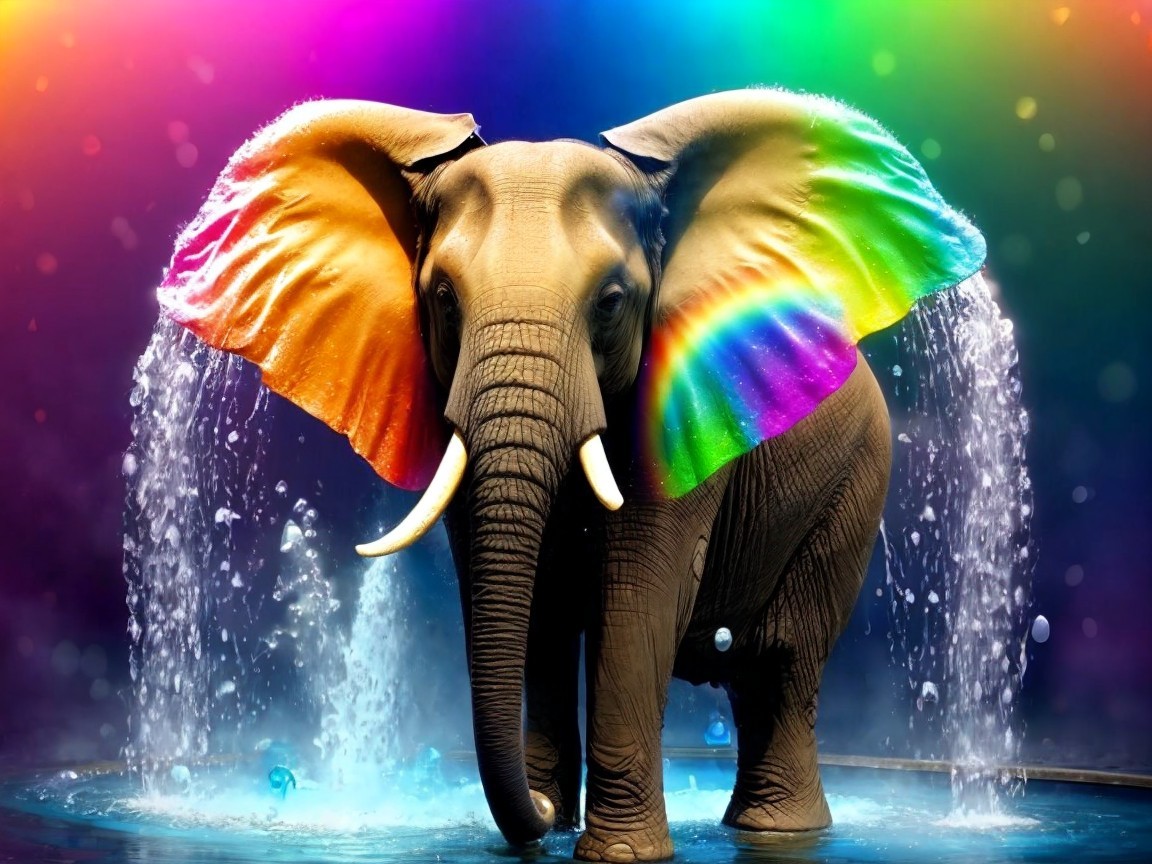 Majestic Elephant in a Whimsical, Colorful Setting