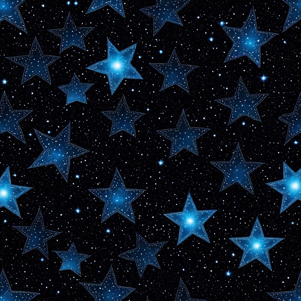 Cosmic Scene of Blue Stars in a Black Background