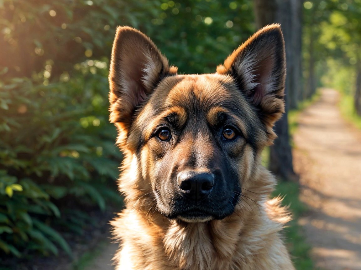 Close-up of a fluffy golden-brown dog outdoors