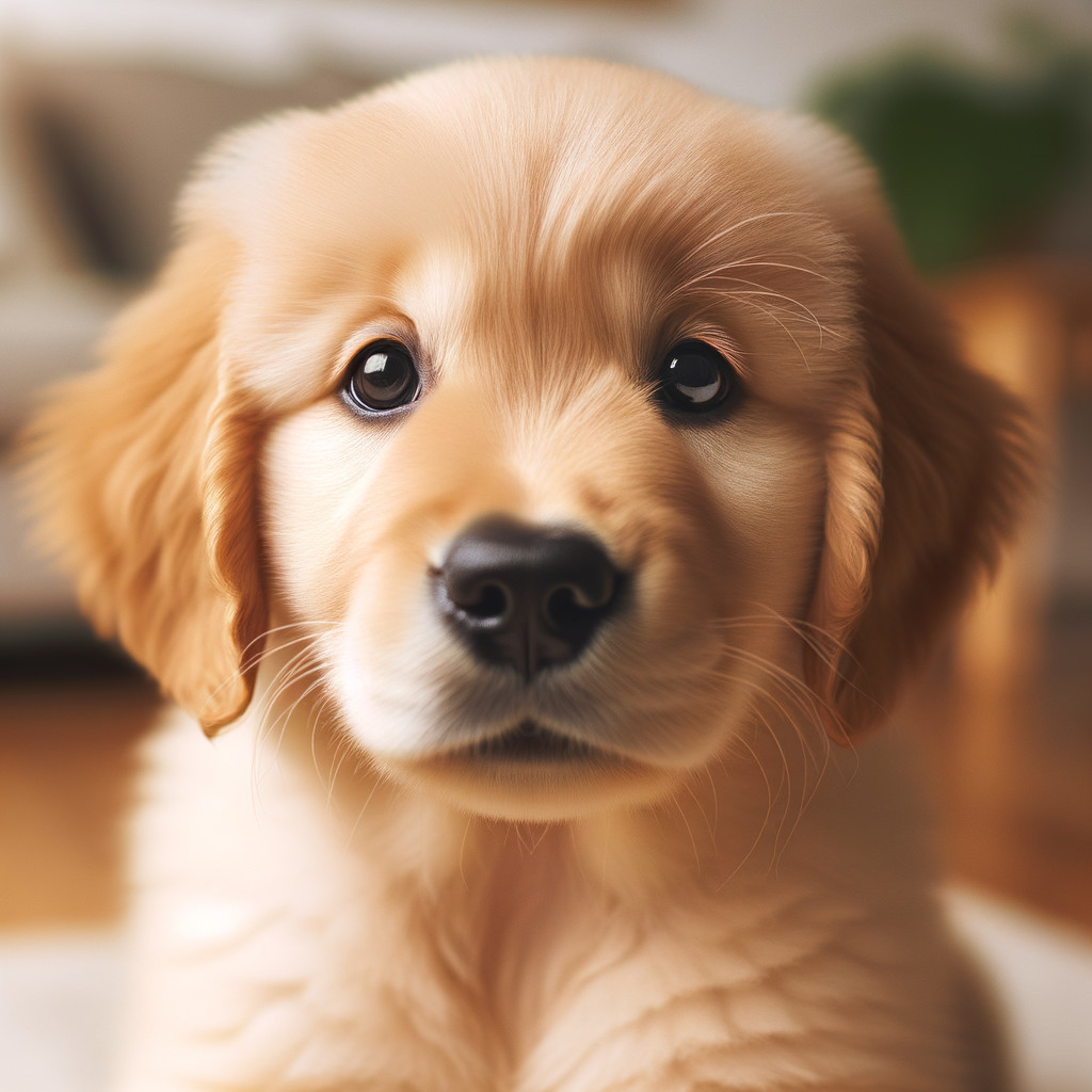 Fluffy Golden Retriever Puppy in Cozy Home Setting